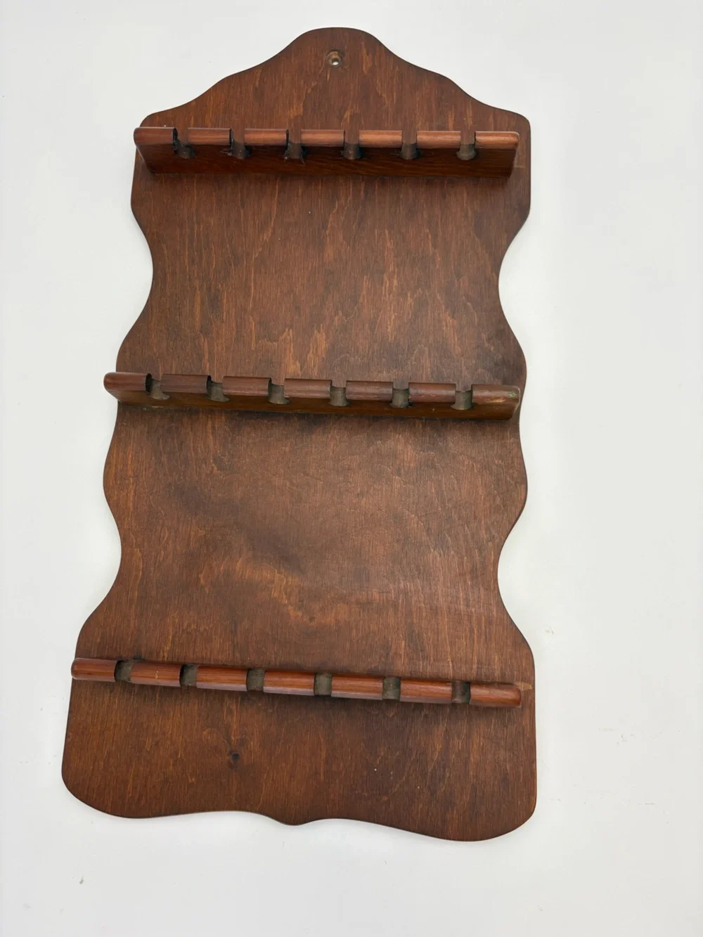 Vintage Wooden Wall-Mounted Display Shelf in Dark Brown